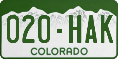 CO license plate 020HAK
