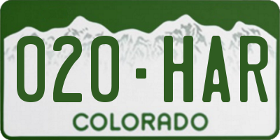CO license plate 020HAR