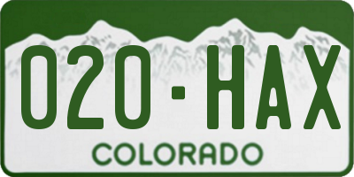CO license plate 020HAX