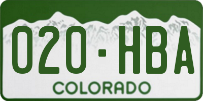 CO license plate 020HBA