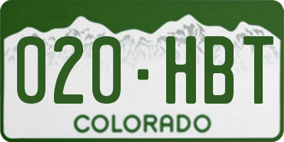 CO license plate 020HBT