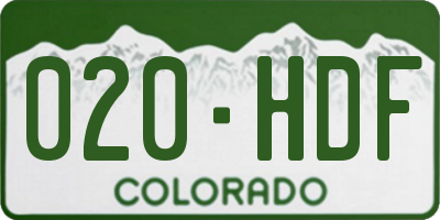 CO license plate 020HDF