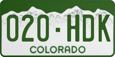 CO license plate 020HDK
