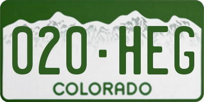 CO license plate 020HEG
