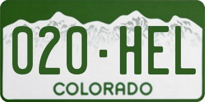 CO license plate 020HEL