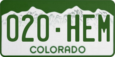 CO license plate 020HEM
