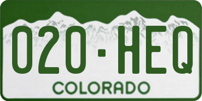 CO license plate 020HEQ