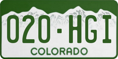 CO license plate 020HGI