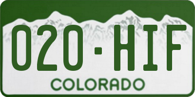 CO license plate 020HIF