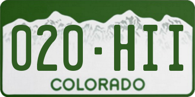 CO license plate 020HII