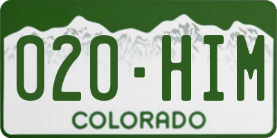 CO license plate 020HIM