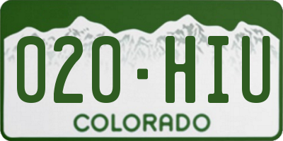 CO license plate 020HIU