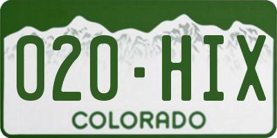 CO license plate 020HIX