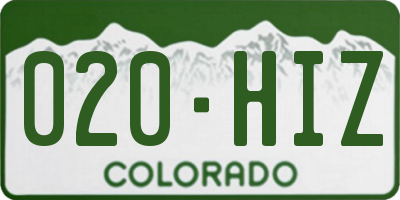 CO license plate 020HIZ