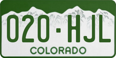 CO license plate 020HJL
