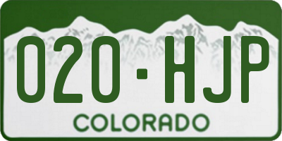 CO license plate 020HJP
