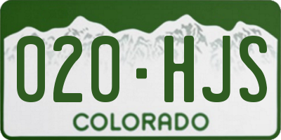 CO license plate 020HJS
