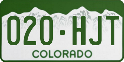 CO license plate 020HJT