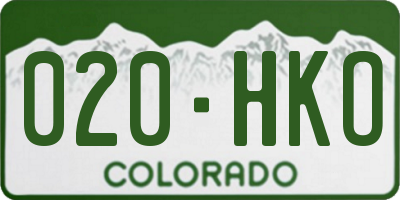CO license plate 020HKO
