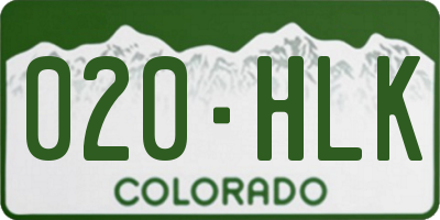 CO license plate 020HLK