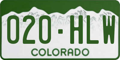 CO license plate 020HLW