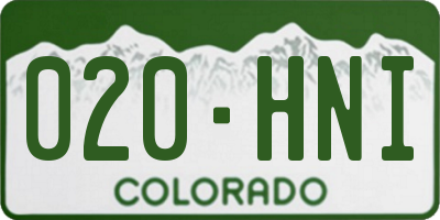 CO license plate 020HNI