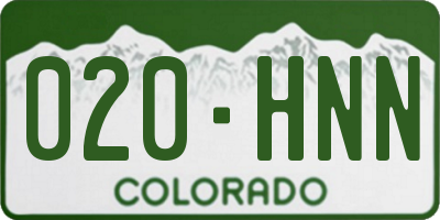 CO license plate 020HNN
