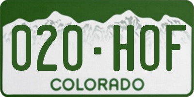 CO license plate 020HOF