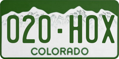 CO license plate 020HOX