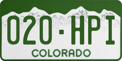 CO license plate 020HPI