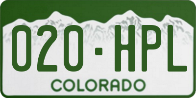CO license plate 020HPL