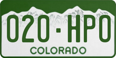 CO license plate 020HPO