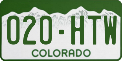 CO license plate 020HTW