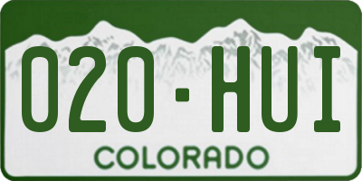 CO license plate 020HUI