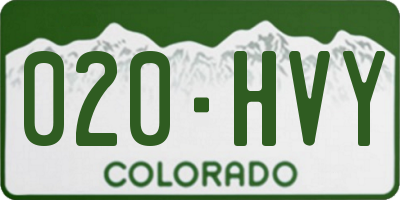 CO license plate 020HVY