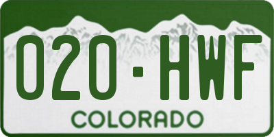 CO license plate 020HWF