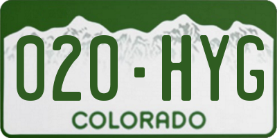 CO license plate 020HYG