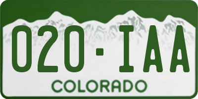 CO license plate 020IAA