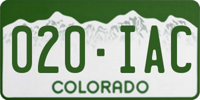 CO license plate 020IAC