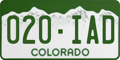 CO license plate 020IAD