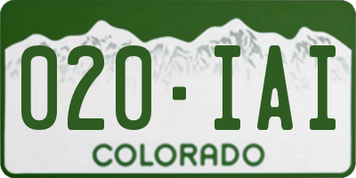 CO license plate 020IAI