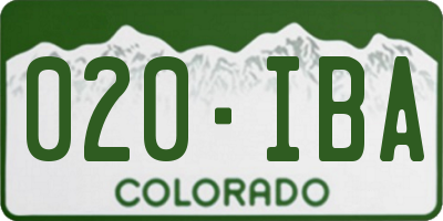 CO license plate 020IBA