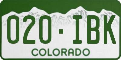 CO license plate 020IBK
