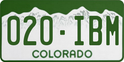 CO license plate 020IBM