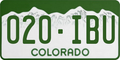 CO license plate 020IBU