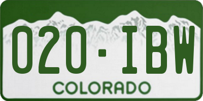 CO license plate 020IBW