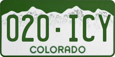 CO license plate 020ICY