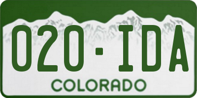 CO license plate 020IDA