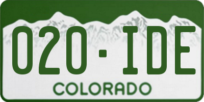 CO license plate 020IDE