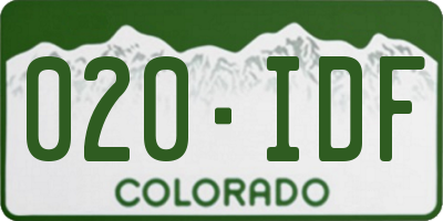 CO license plate 020IDF